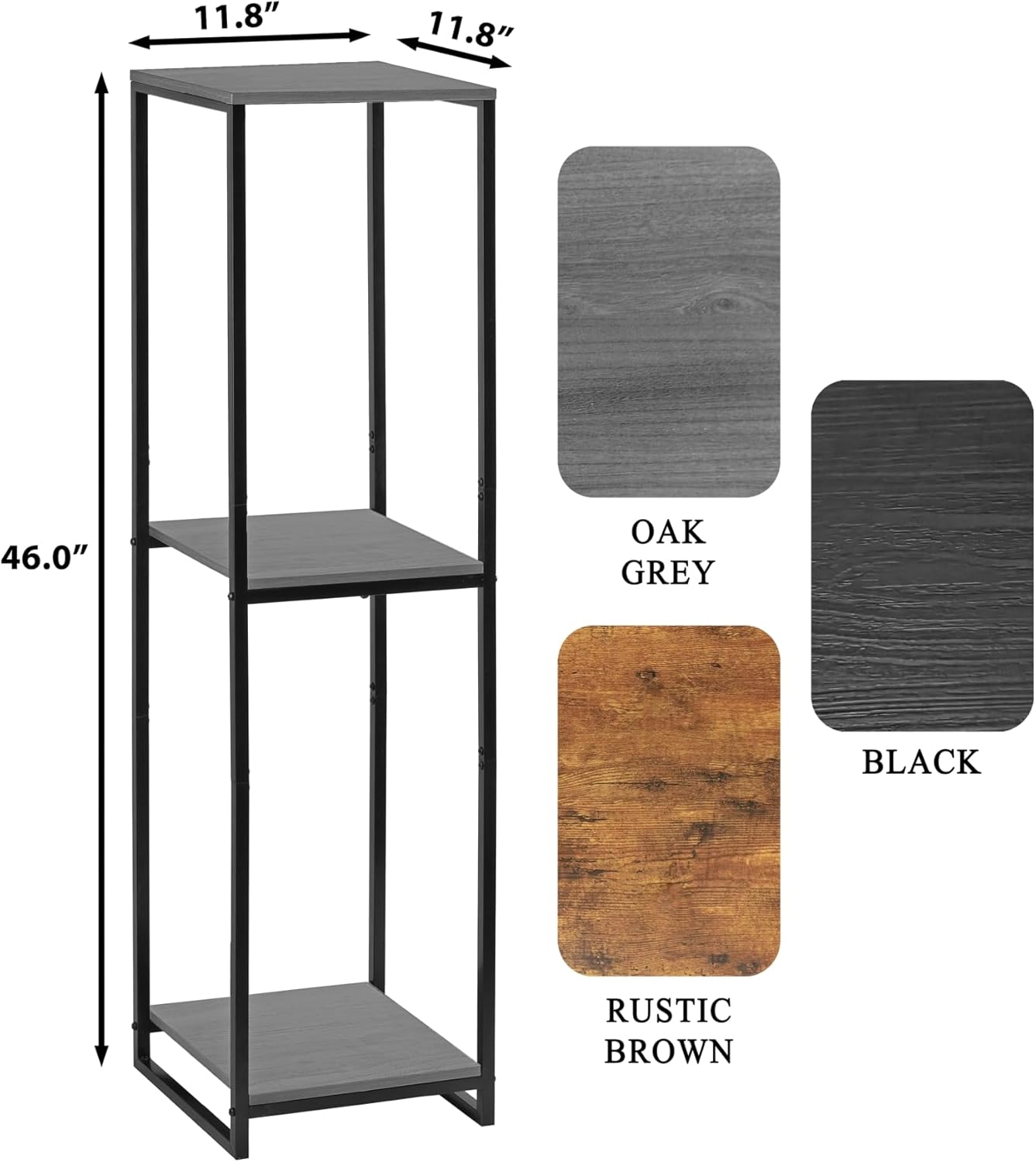 46" Tall Plant Stand Indoor, 3-Tier Modern Plant Shelf, Corner Flower Pot Holder Organizer for Living Room Balcony Patio Garden (Oak Grey)