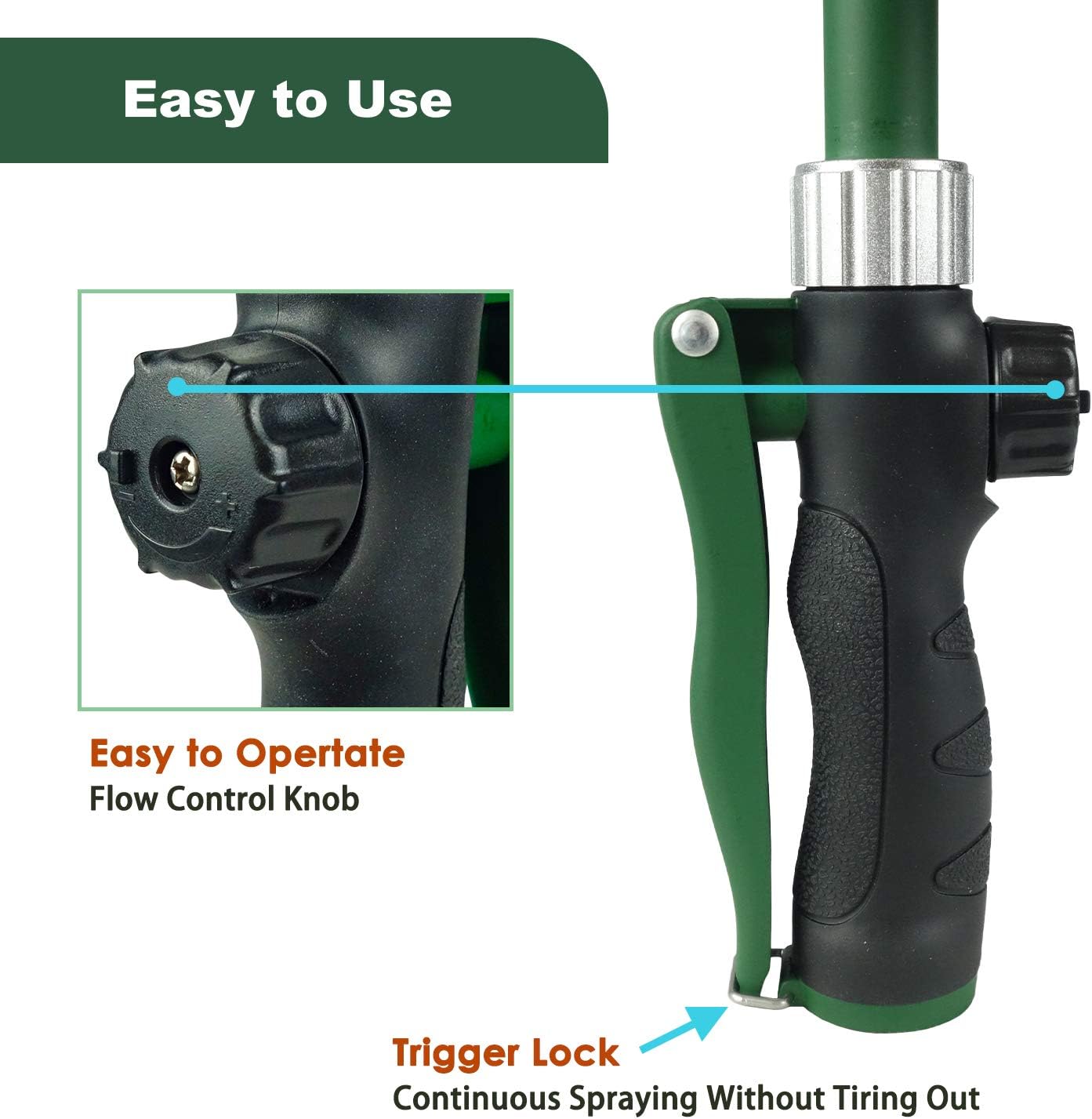 Heavy Duty 21 Inch Watering Wand with Pivoting Head, Adjustable Water Sprayer Wand with Ergonomic Handle, Spray 6 Watering Patterns, Perfect for Watering Hanging Plants