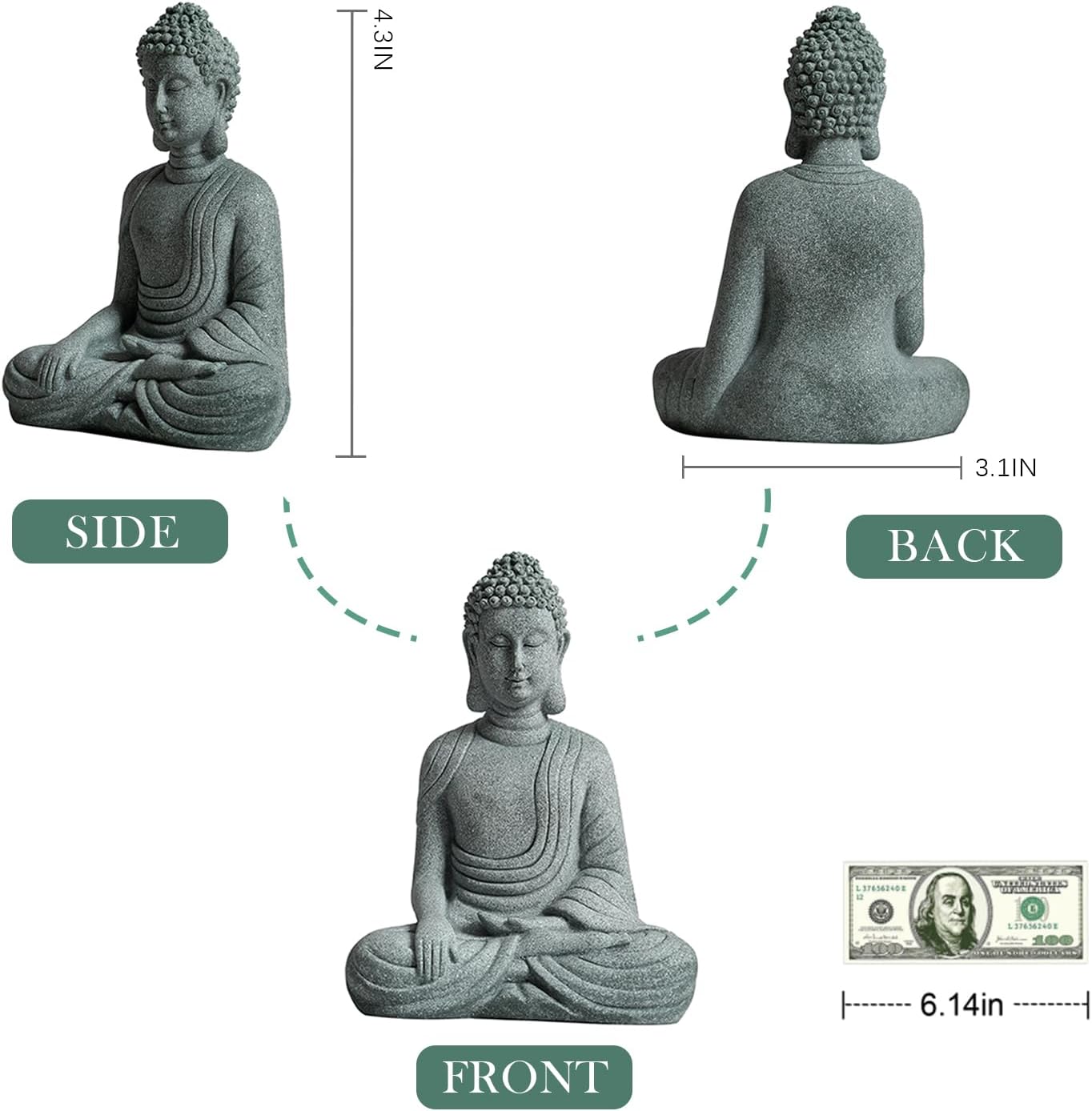 Little Buddha Statue for Home - Handmade Stone Meditation Sitting Buddha Figurine, Buddah, Buda, Budda, Baby Buddha Statue Indoor/Outdoor, Buddha Decor & Gifts, Buddhas, Buddha Sculpture