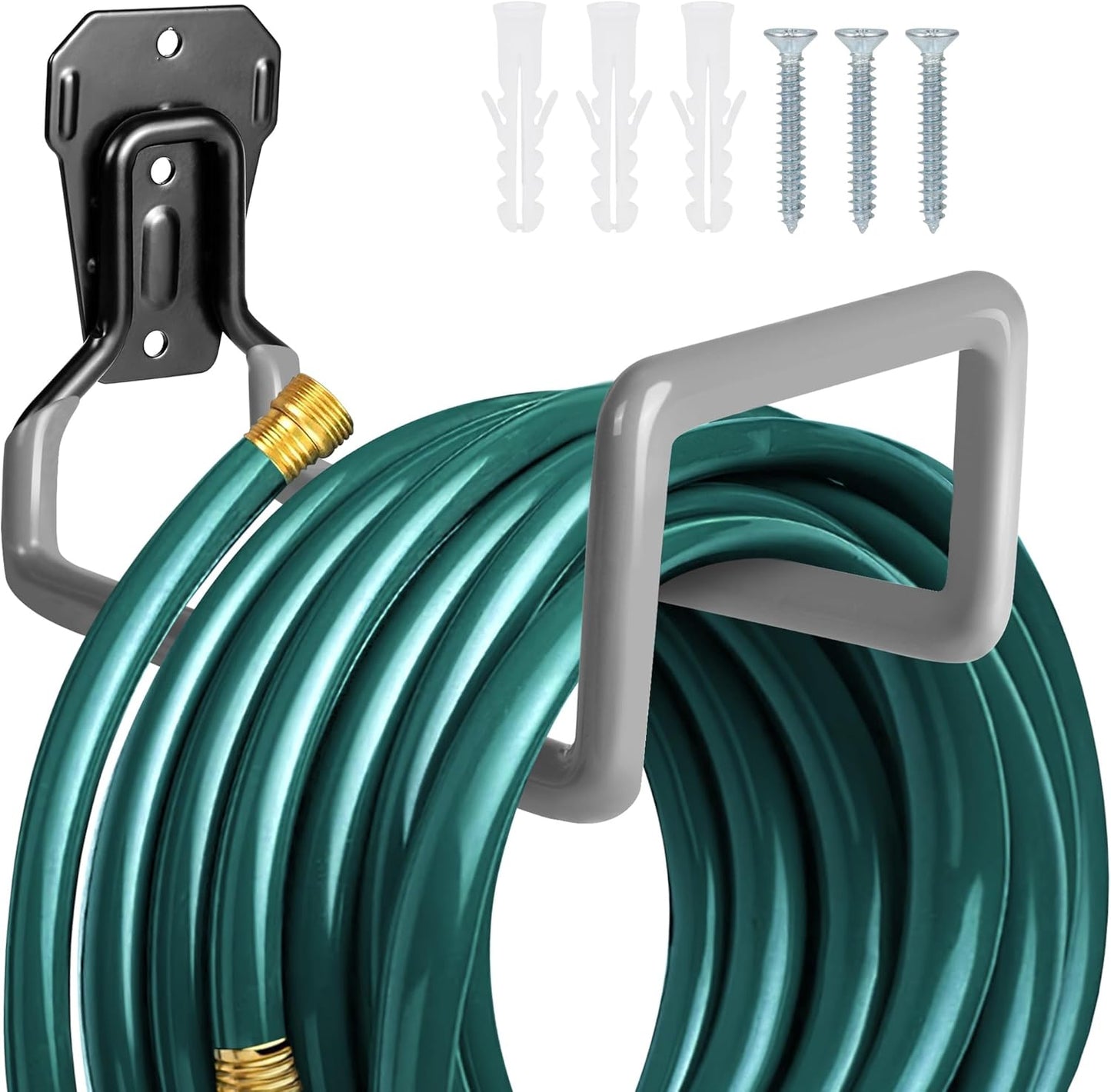 2PCS Water Hose Holder Wall Mount - Metal Hose Hanger Garden Hose Rack Heavy Duty Hose Storage for Outside Water Hose
