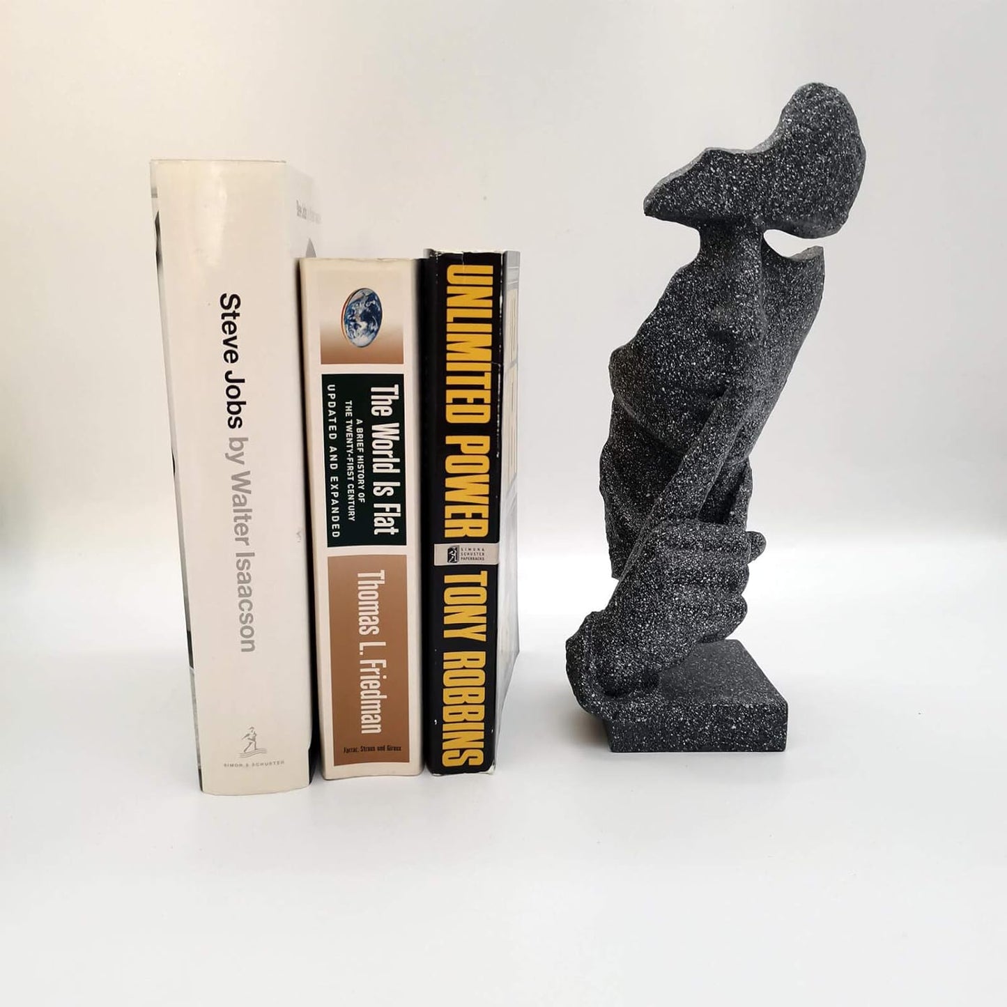Thinker Statue Keep-Silence Office Décor - Silence is Gold Abstract Sculpture Keep Silent Men Figurine Creative Face Sculpture(Stone)