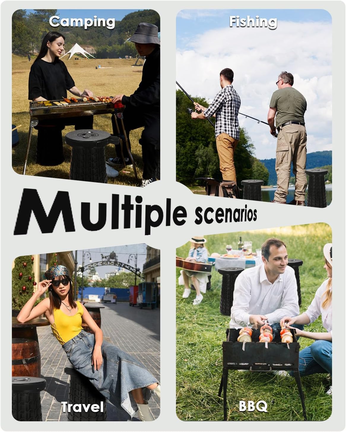 18-inch Heavy Duty Collapsible Stool - 800 lbs Capacity, 2.6 lbs Lightweight Portable Folding Stool for Camping, Travel, Music Festivals and Other Outdoor Events