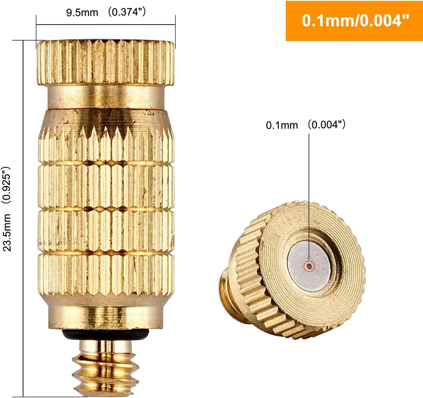 20pcs High Pressure Atomizer Nozzle Brass Misting Nozzles for Outdoor Cooling System, Landscaping, Greenhouse Irrigation, Air Humidification, Anti-Drip Fogging Spray Head(0.004"/0.1mm)