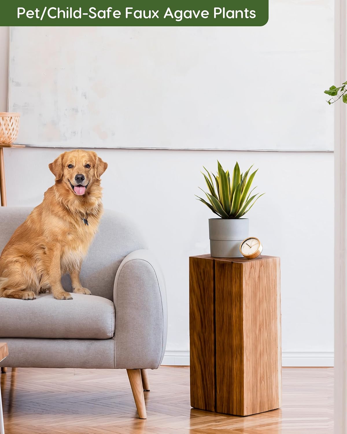 Velener Artificial Outdoor Agave Plants, Golden Outdoor Faux Plants with Broad Sword-Shaped Leaves, Small Size UV Resistant Fake Agave Plants for Indoor and Outdoor Decor(14 Inch)-2 Pack