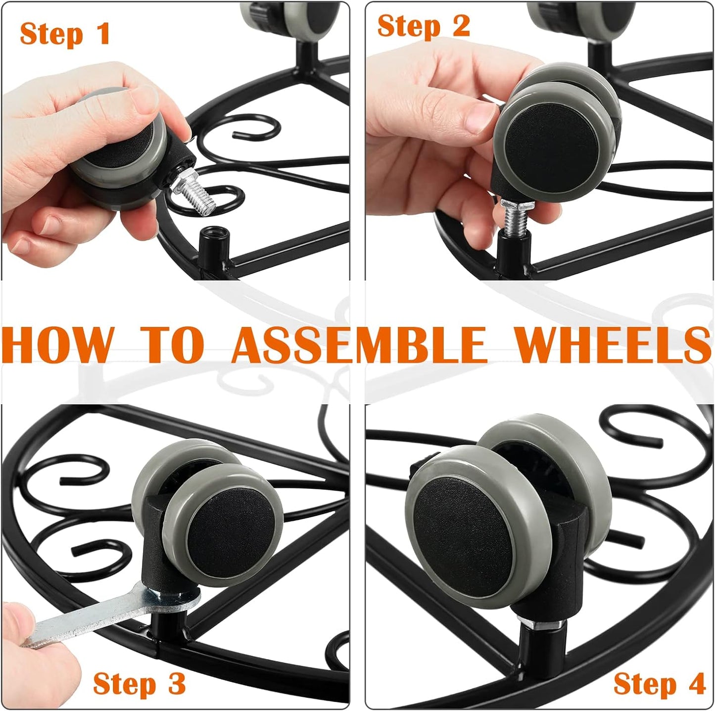 5 Pack Plant Caddy with Wheels Heavy Duty 13.5 Inches Metal Plant Stand with Wheels Plant Dolly Rolling Plant Stand Plant Roller with Casters for Indoor and Outdoor, Black