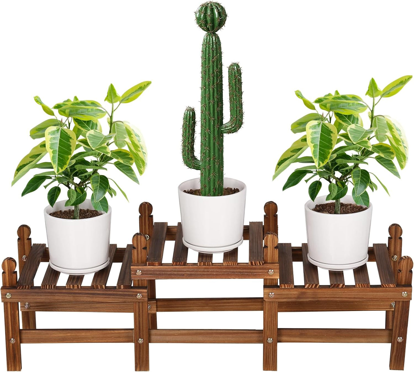 3 Tier Plant Stand Indoor,Wooden Low Plant Bench for Multiple Plants,Corner Flower Pot Stand Long Plant Holder for Balcony Patio Garden Decor (Free-Style Combination)