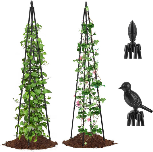 2 Pack Garden Trellis for Climbing Plants Outdoor,63inch Tall Rustproof Metal Obelisk Trellis Support for Potted Vines Vegetable Plants Indoor Outdoor, Lightweight