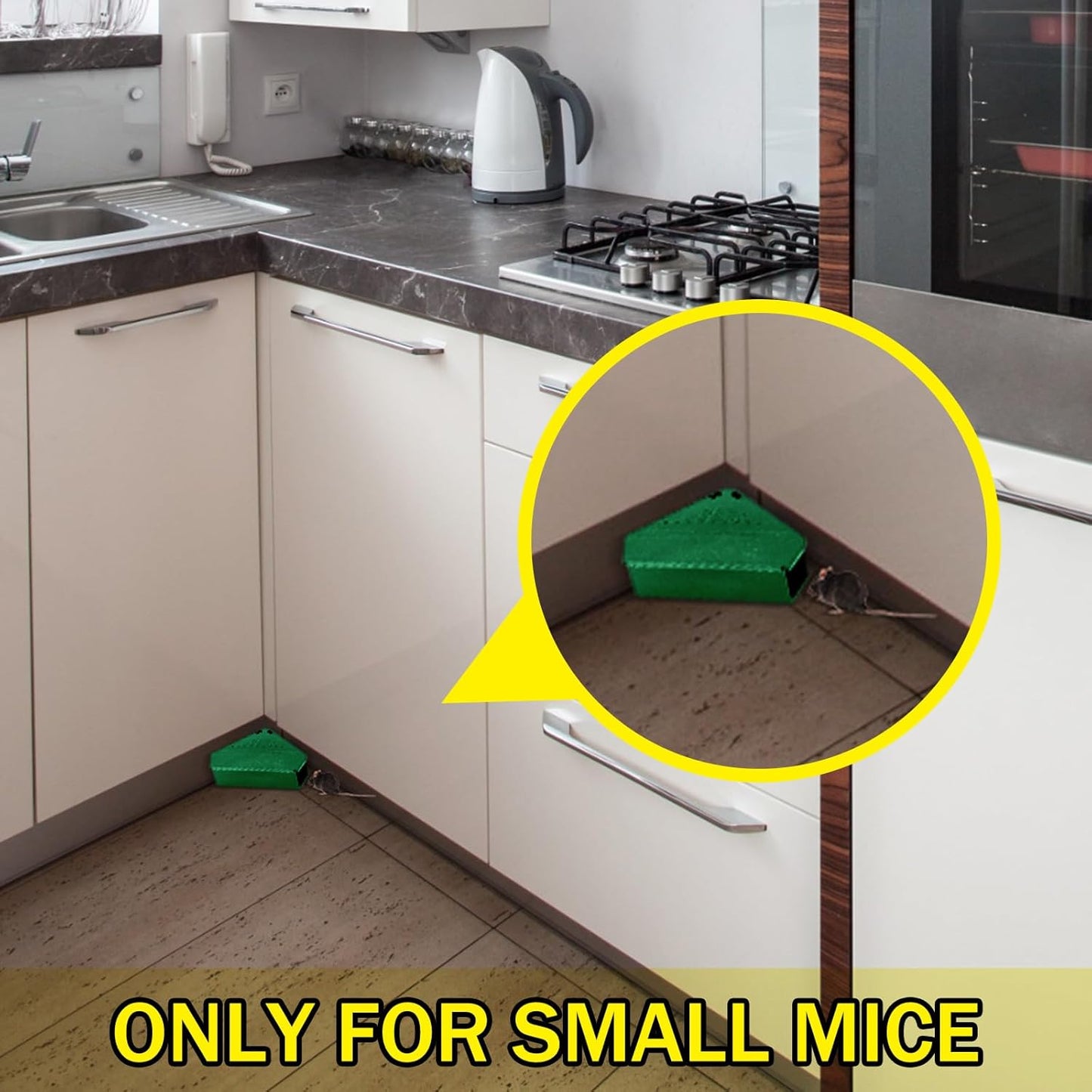 Qualirey 24 Pcs Mice Station with Key Triangle Bait Station Reusable Rodent Trap Bait Box, Keeps Children and Pets Safe Indoor & Outdoor, Bait Not Included, Suitable for Small Mice (Green)