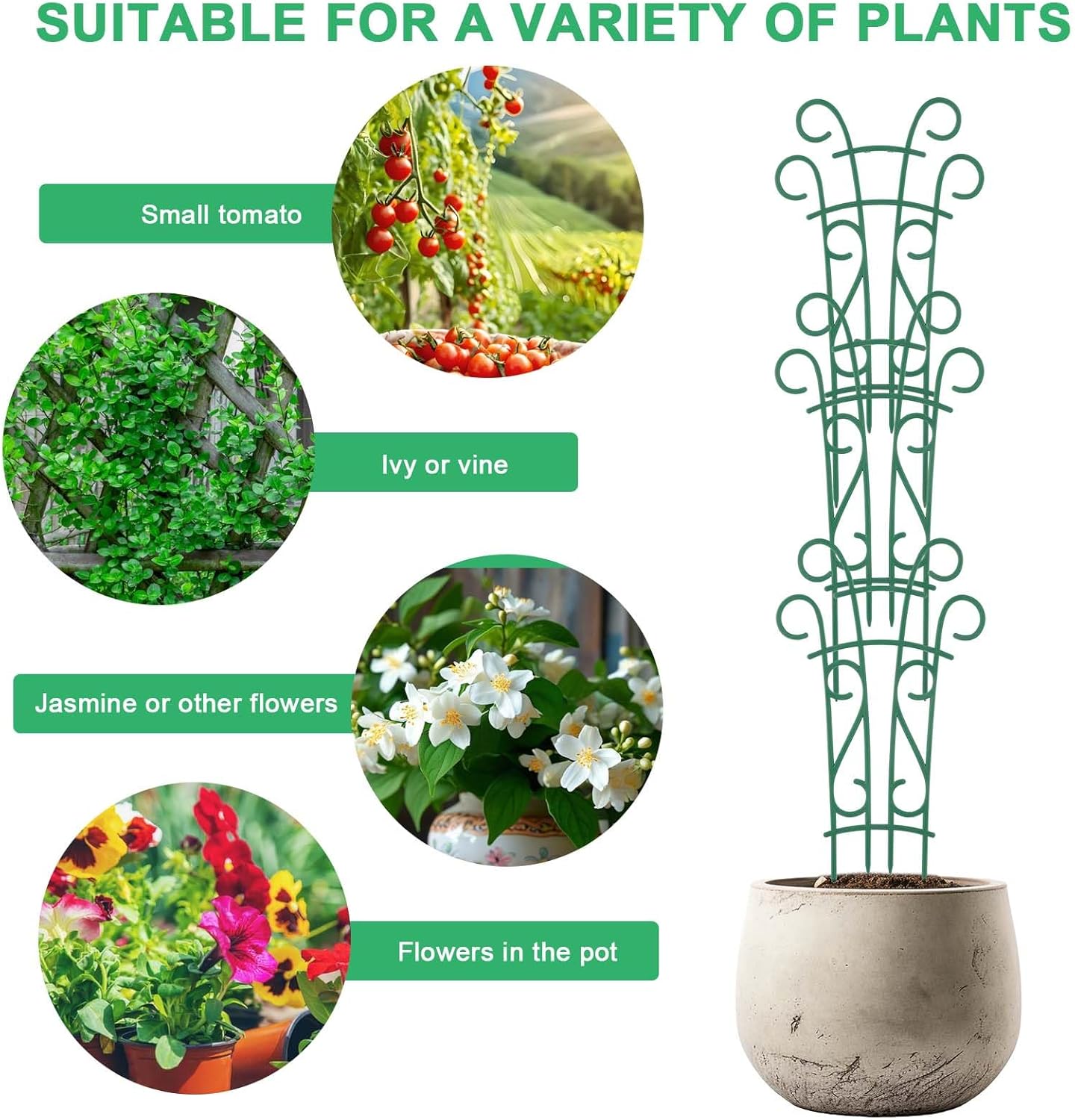 Plant Trellis for Potted Plants 4 Pack Stackable Indoor Outdoor Climbing Houseplant Support with Garden Wire for Pothos Hoya Ivy Flower