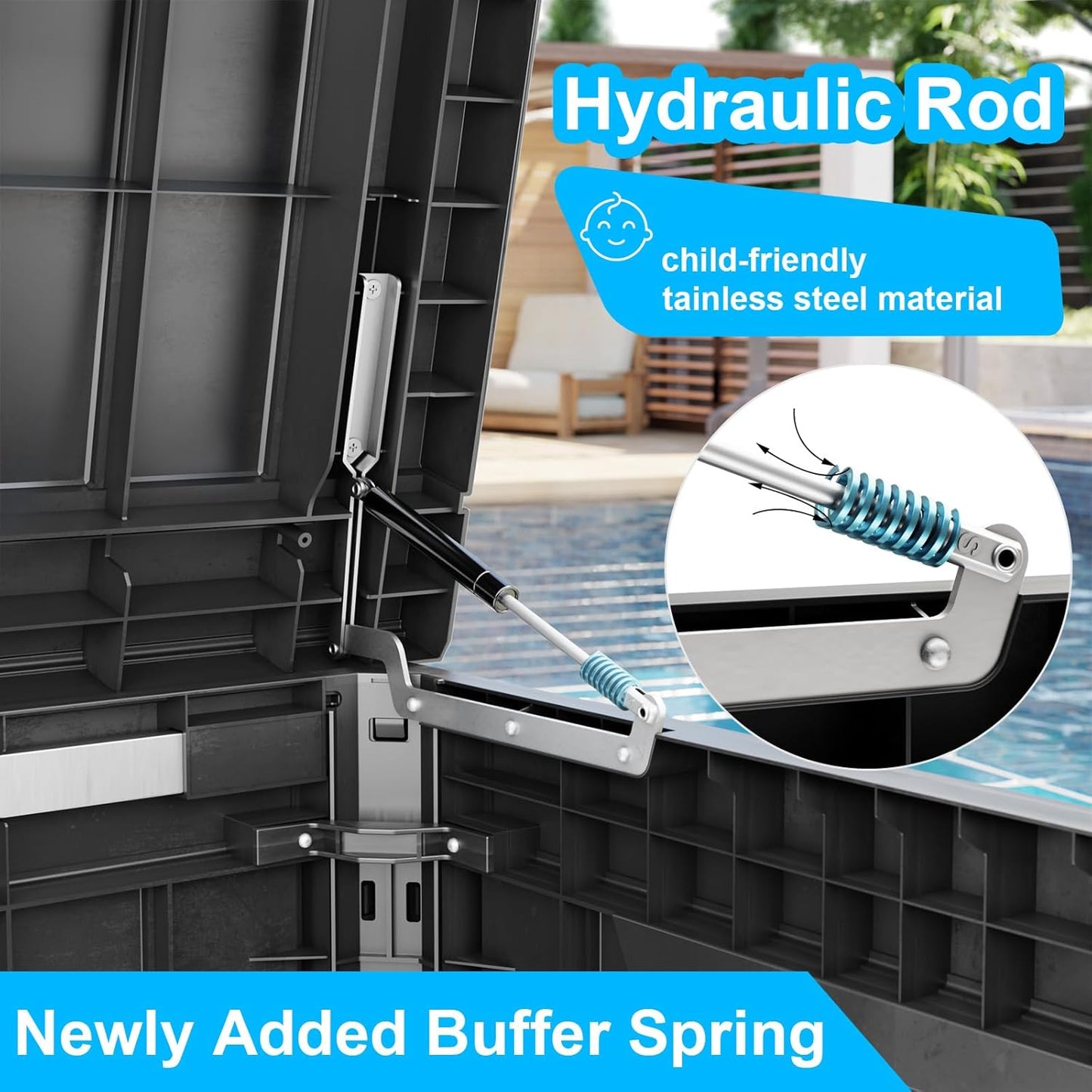 260 Gallon Waterproof Outdoor Storage Box,Large Resin Deck Box,Lockable Outside Storage Box Container for Patio Furniure,Garden,Tools (260 Gallon,Black)