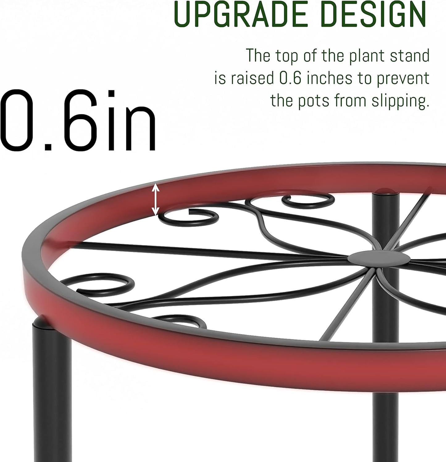 5-Pack Decent Metal Plant Stands, Heavy Duty Flower Pot Stands for Multiple Plant, Anti-Rust Iron Plant Pot Shelf, Decoration Racks for Home Indoor and Outdoor (5 Pack Black)