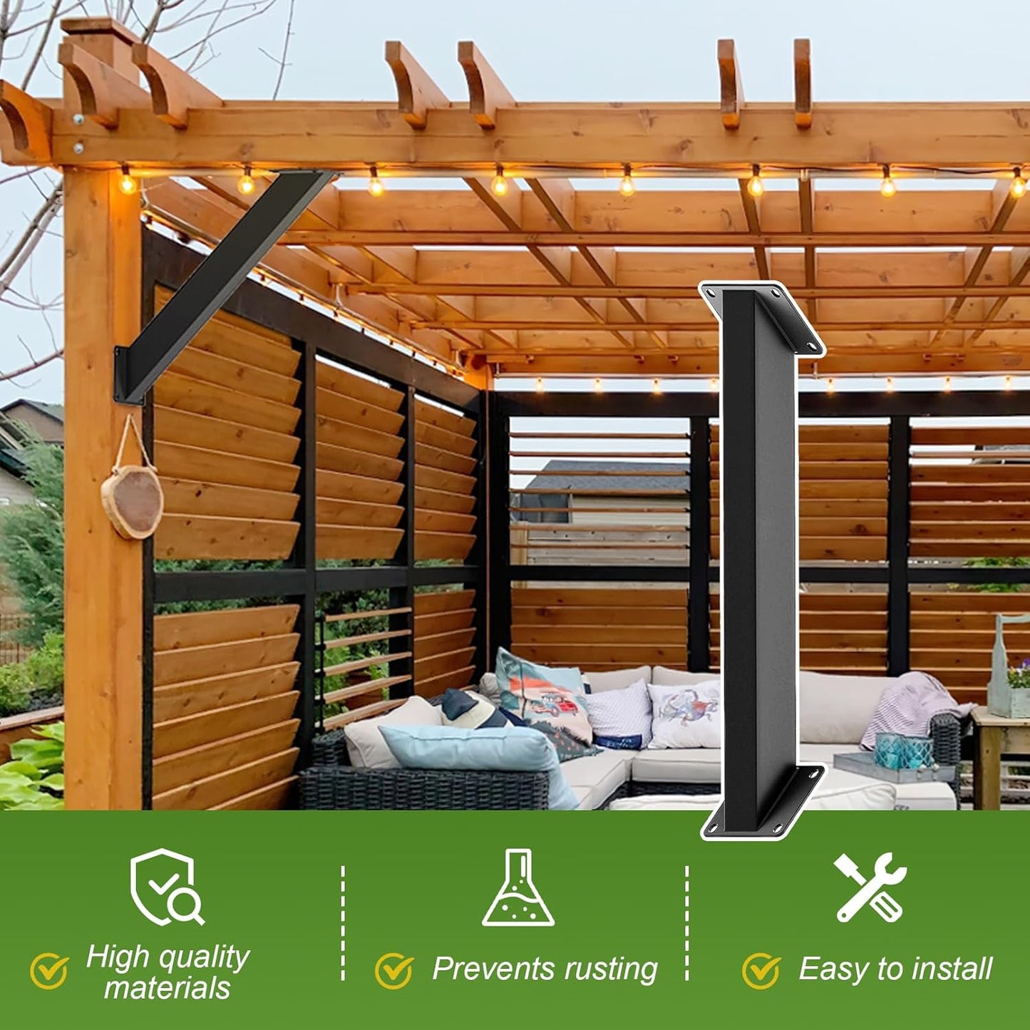 45 Degree Angle Support Brackets, 45° Heavy Duty Connector Brace Bracket Kit for Wooden Structures Support for Gazebos, Tree Houses, Cabins and Patios DIY Kit (8pcs)