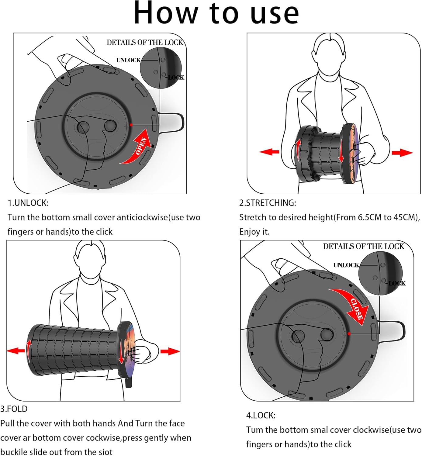 ALEVMOOM Upgraded Portable Collapsible Folding Stool Retractable Telescoping Stool for Adults Sturdy Capacity 440lbs Camping Chair for Outdoor Hiking Garden BBQ