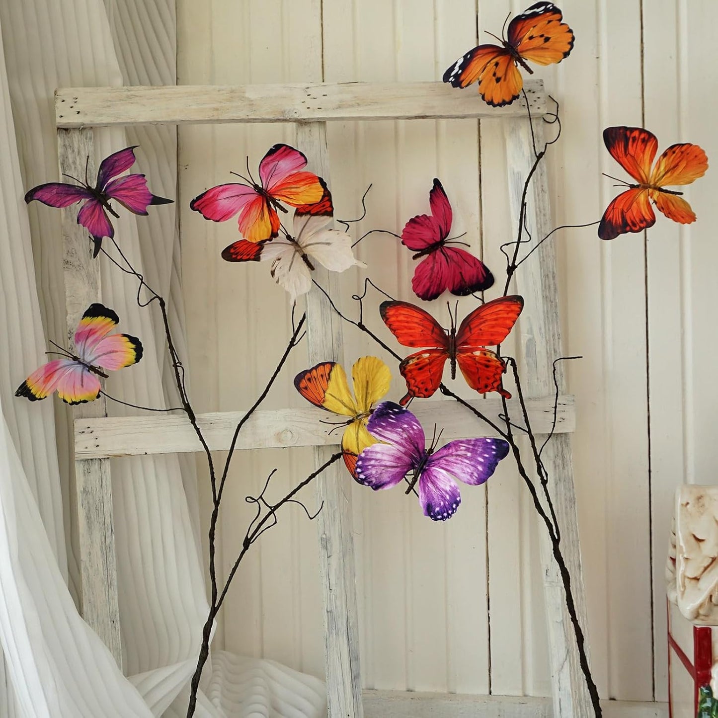 Artificial Butterfly, Silk Butterflys, Butterflies for Crafts for Floral Arrangements, 3D Butterfly Stakes Decor, Patio Plant Pot, Flower Bed Home Decor