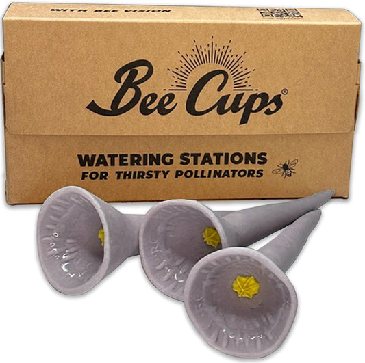 3 Pack, Bee Watering Station, Butterfly Feeder, Bee Feeder, Garden Decor, Bee Decor, Outdoor Garden Decor, Plastic Free, Handmade from Porcelain (3, Passion Flower Purple)