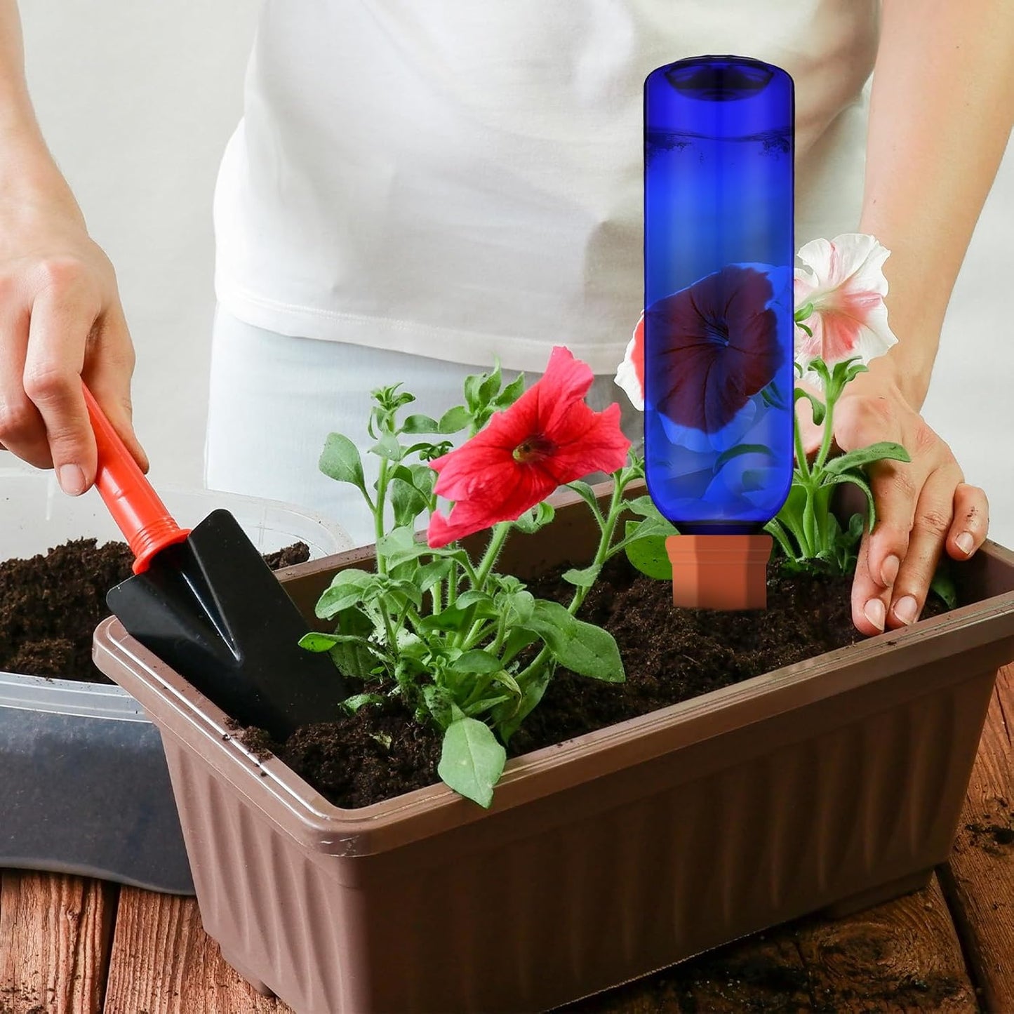 3 Sets Plant Watering Devices Terracotta 26 oz Self Watering Spikes Plastic Wine Bottles Slow Release Vacation Insert Automatic Plant Pot Waterer Device for Indoor Outdoor Garden