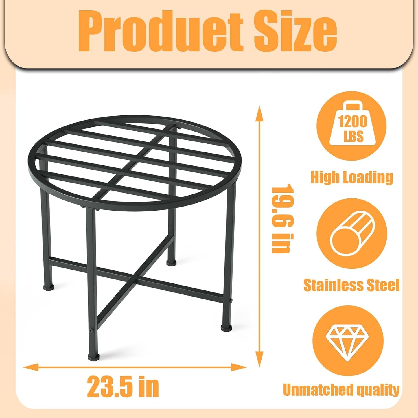 Heavy Duty Stainless Steel Rain Barrel Stand，1200lb Capacity Water Collection Barrel Stand，Rust-Proof & Weatherproof, Fits 45/50/55 Gallon Plastic Outdoor Rain Barrels