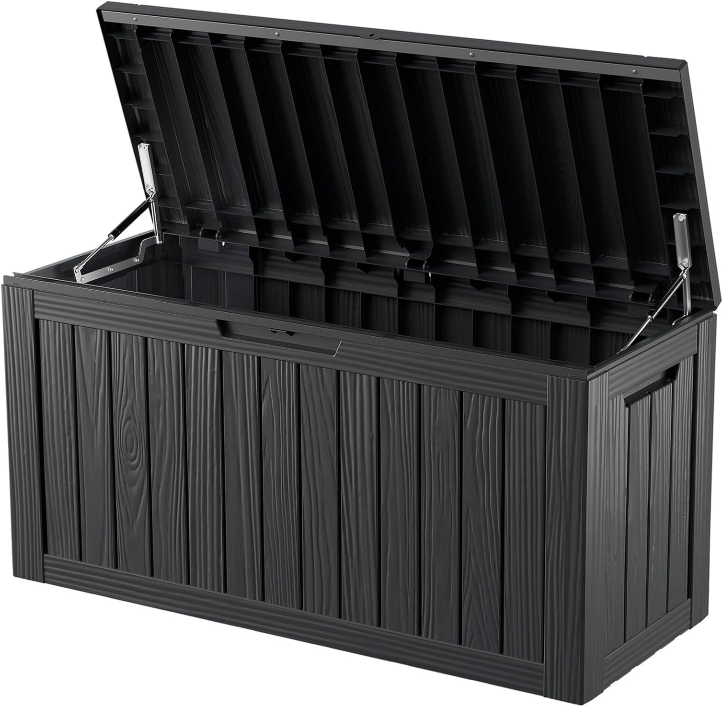 80 Gallon Deck Box, Resin Outdoor Indoor Waterproof Storage Box, Lockable Storage Box With Handle for Patio Furniture - Garden Tools - Swimming Pool Tools UV-Resistant, Black