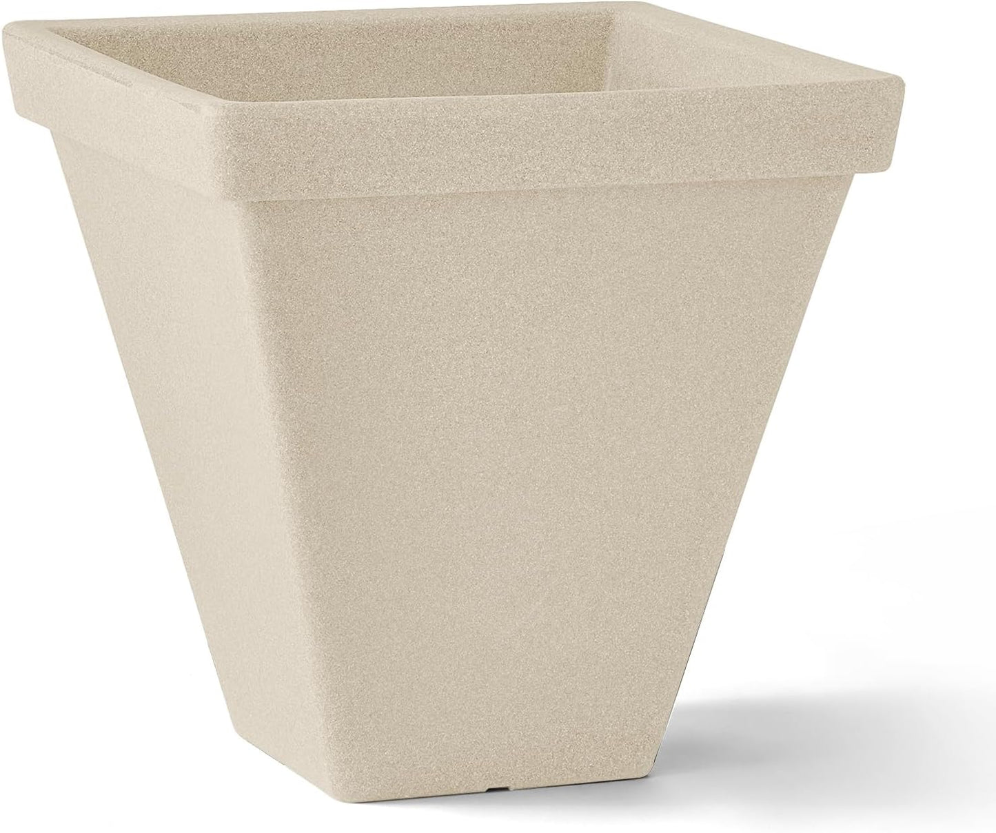 ARBORA 20" Mykonos Square Polyresin Indoor and Outdoor Planter with Classic Cream Finish - Durable, Weatherproof, Lightweight, Large Plant Pot for Patio, Garden, Deck, Entryway
