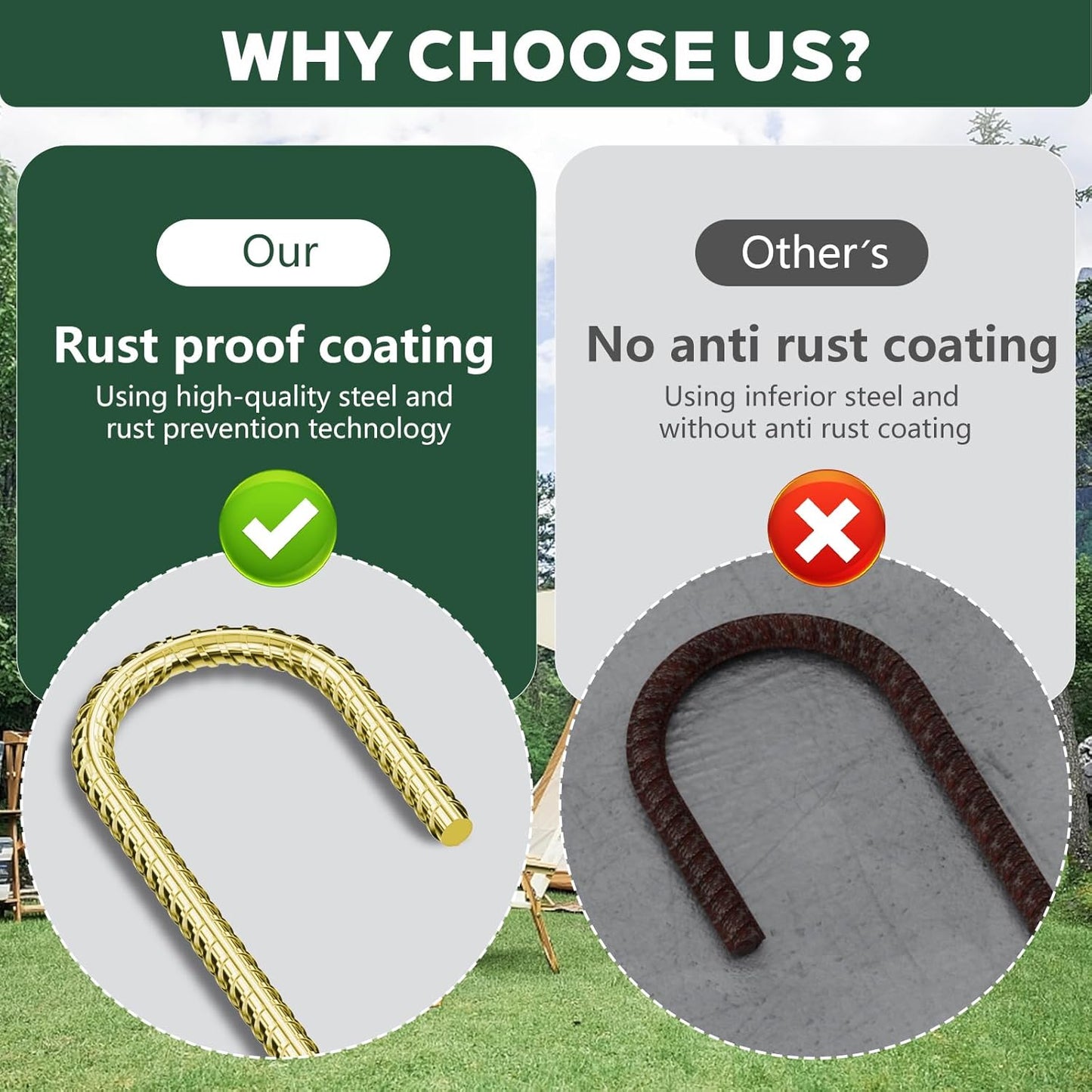 30 Pieces 12 Inch Long 1/4In Diameter Heavy Duty J Hooks,Heavy Duty Rebar Metal Fence Ground Garden Tent Stakes,Ground Spikes Anchors for Fencing,Outdoor Chicken Wire Trellis Stakes,Anti-Rust Golden