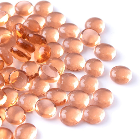 50PCS Mini Glass Gems,Pink Mancala Stones Flat Bottom Marble Beads for Home Decorative Art Craft Vase Filler(0.5"~0.7")