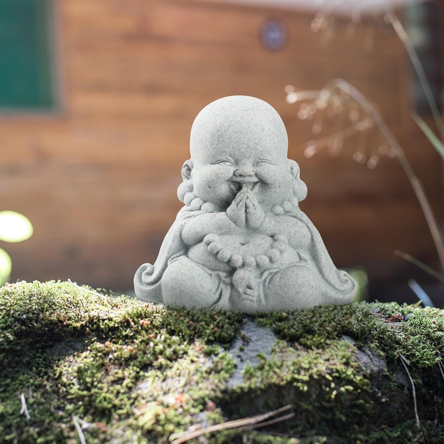 Buddha Sandstone Statues, Zen Monk Praying Statue Sculptures Ornament for Wealth Good Luck Feng Shui Decor Home Office Car Decoration(Prayer Buddha)