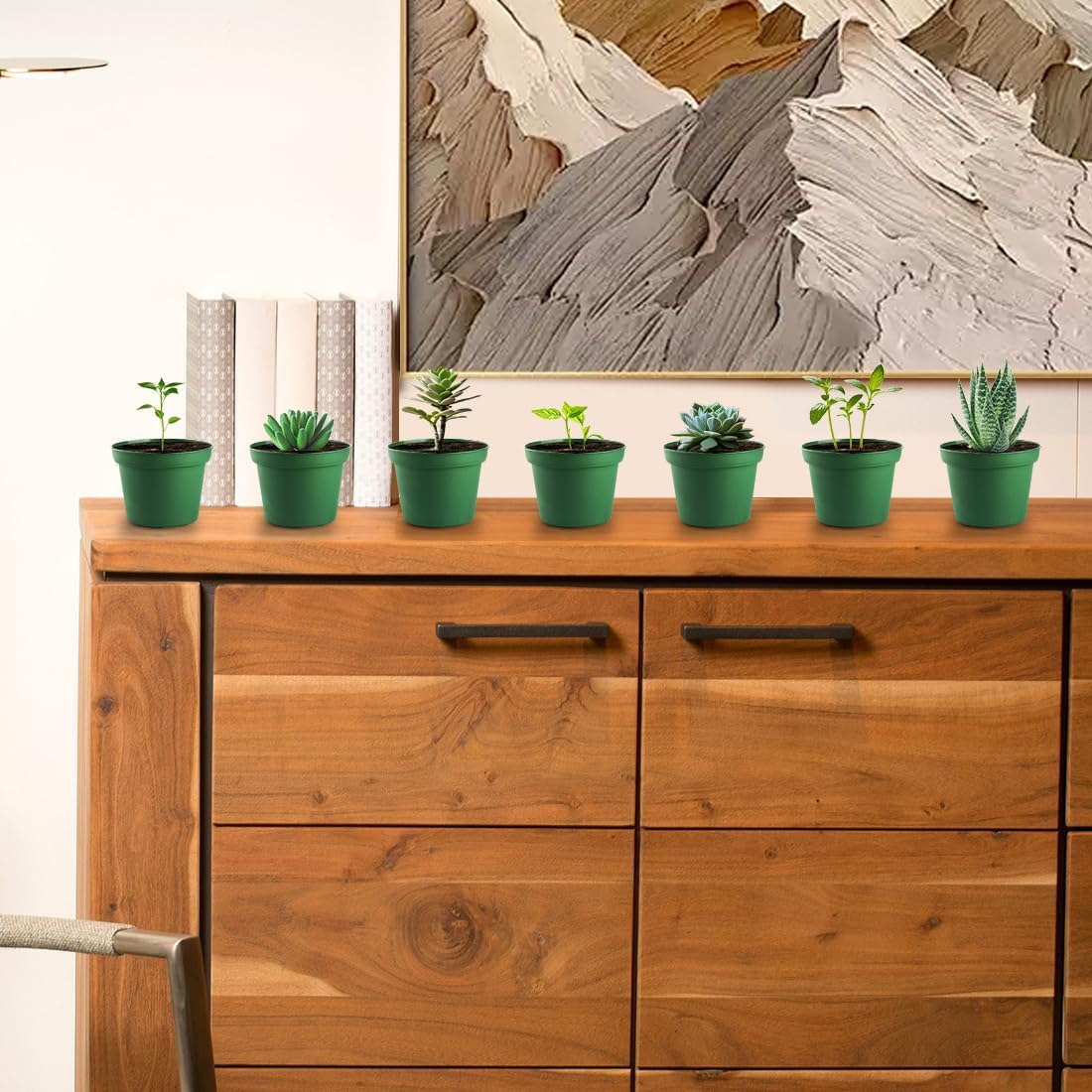 160 Pack 3 Inch Green Nursery Pots - Plastic Seedling, Seed Starter, Germination Pots with Drainage for Plants, Succulents, Flowers, Transplanting Gardening Gifts