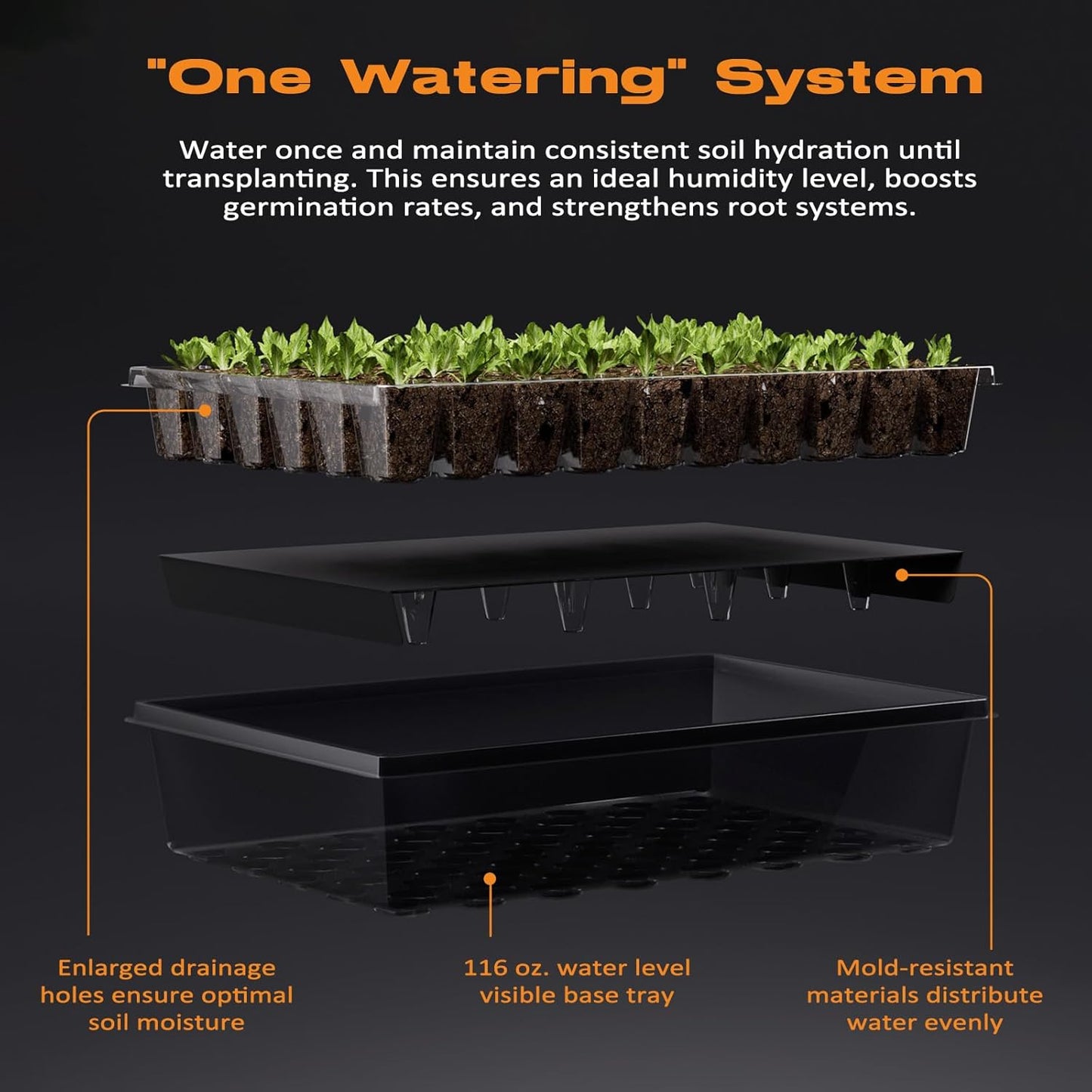 60-Cell Self-Watering Seed Starter Tray with Grow Light, Seed Starter Kit with 4.07” Humidity Dome, Indoor Seedling Starter Tray, Seed Starting Trays for Plant Germination, Seeds Growing