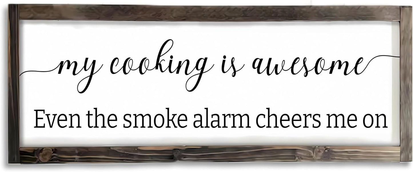 Dazingart Funny Kitchen Sign, My Cooking Is So Awesome, Farmhouse Kitchen Wall Decor,Rustic Quote Wooden Plaque Hanging For Housewarming (cooking)