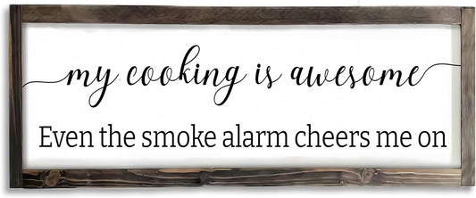 Dazingart Funny Kitchen Sign, My Cooking Is So Awesome, Farmhouse Kitchen Wall Decor,Rustic Quote Wooden Plaque Hanging For Housewarming (cooking)