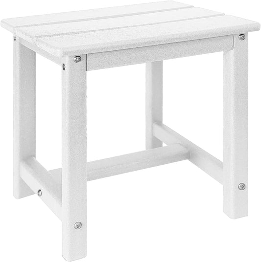 Adirondack Square Side Table,one-Tier Outdoor end Table, Patio Side Table for Pool,Porch,Backyard,Relaxing Companion (White)
