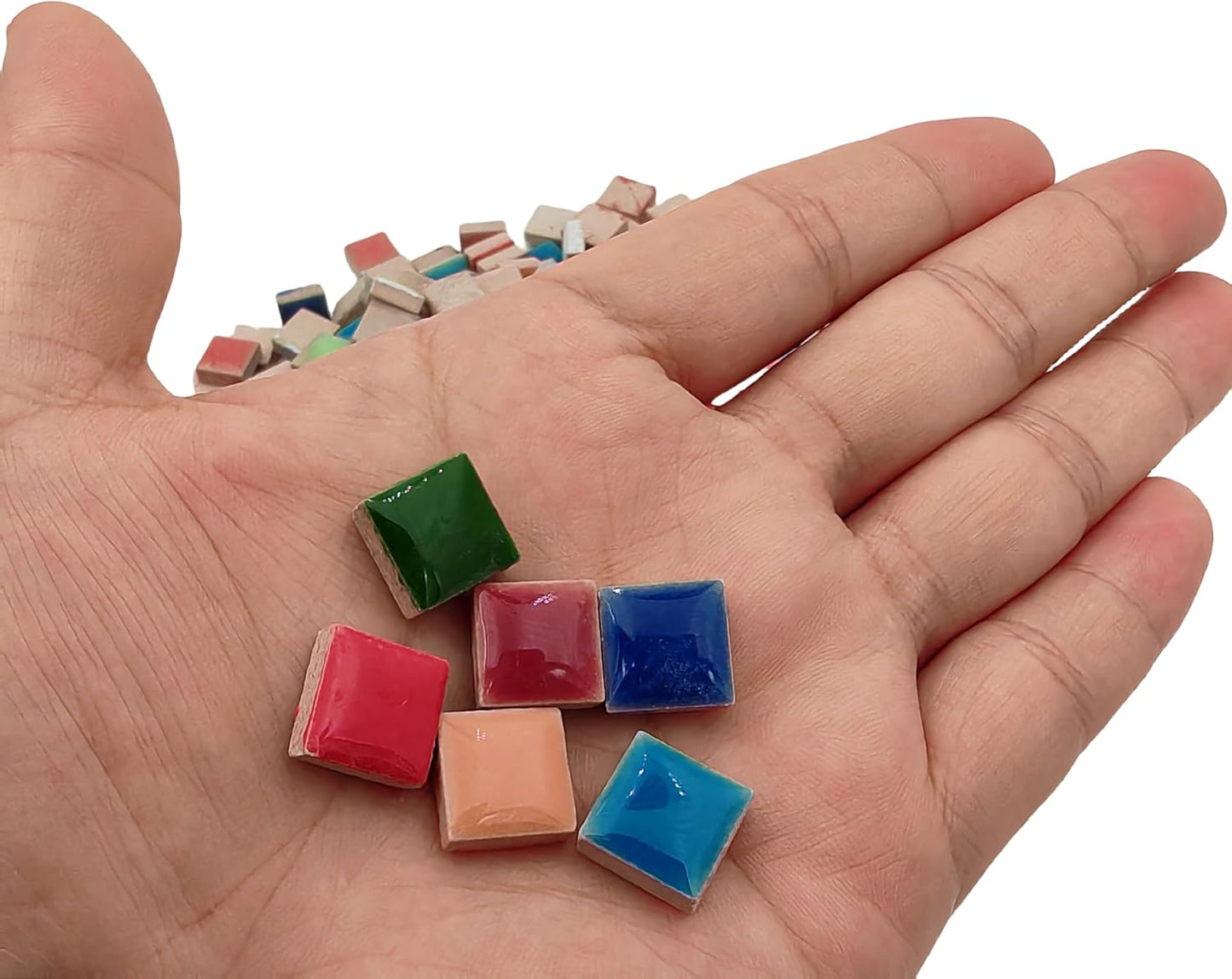 500g/1.1lb Random Color Irregular Ceramics Mosaic Tiles,DIY Making Creative Ceramic Mosaic Tiles for DIY Craft Plates Flowerpots Vases Cups Mosaic Making Supplies (Square(0.47"))