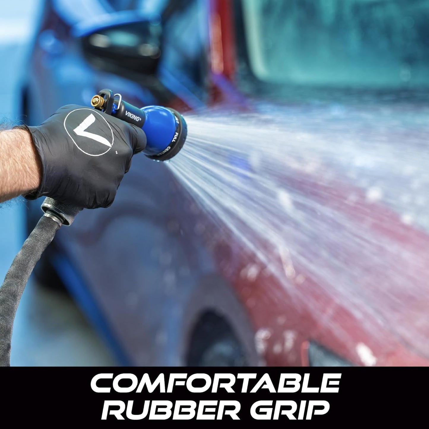 VIKING Hose Nozzle, Garden Hose Nozzle with 8 Spray Patterns, Adjustable and Heavy Duty for Washing Car, Watering Plants, Washing Pets, and Home Use