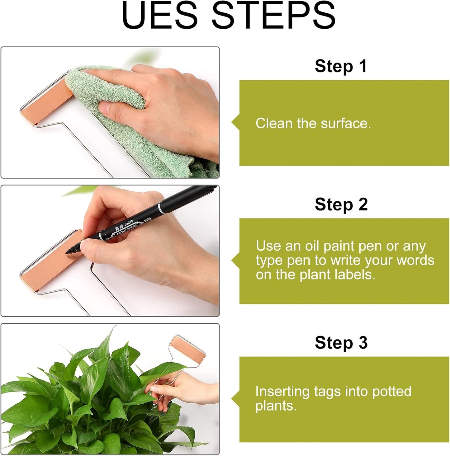 100 Pcs Metal Garden Plant Labels Weatherproof Banner Copper Plant Tags, Metal Copper Garden Markers, Reusable Height 10.5 Label Area 2.5'' x 7/8''