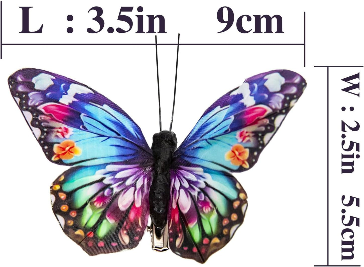 Cartanfill-Decorative 3D Butterfly Clips, 12 Pack, Multicolor Feather Design, Party and Christmas Tree Ornaments