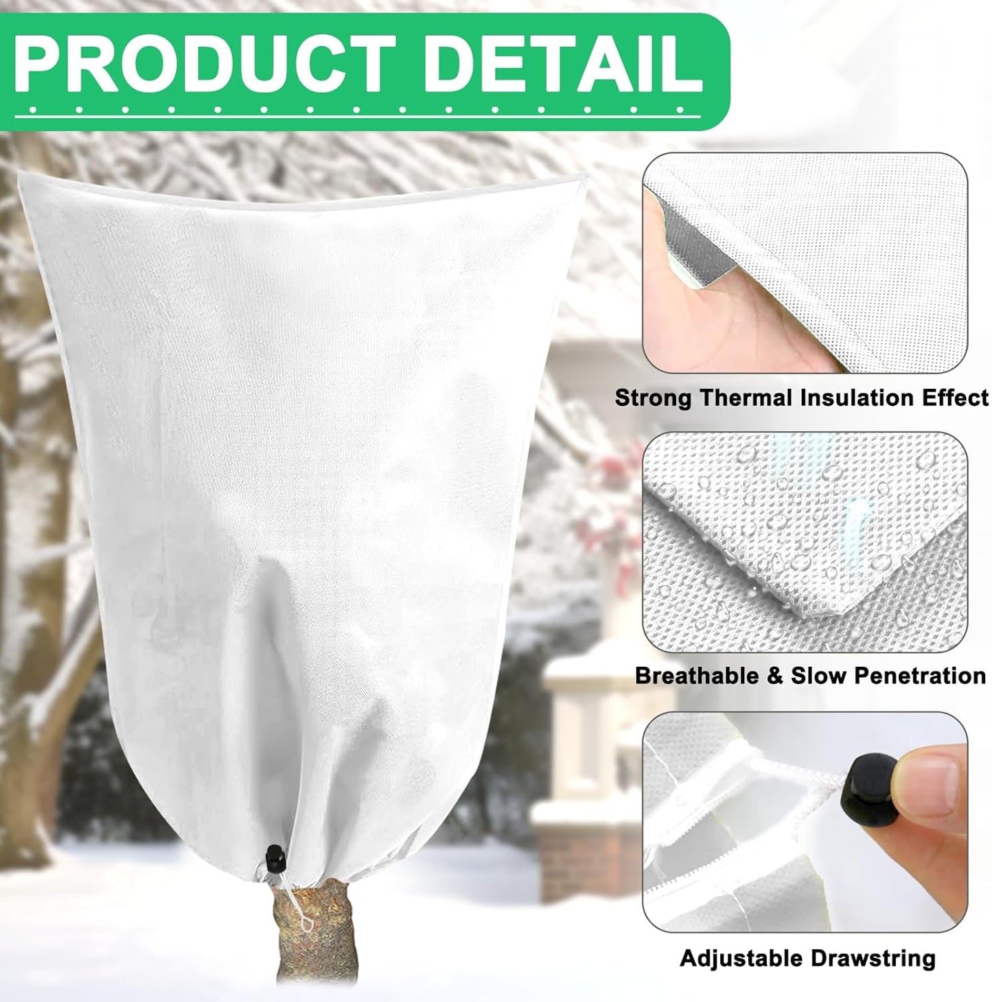 DQS 2 Pack Plant Covers Freeze Protection, 39.3" x39.3" Winter Frost Protection Blankets Frost Cloth,Suitable for Outdoor Winter Frost, Cold Weather, shrubs, Trees, Jackets, and coverings