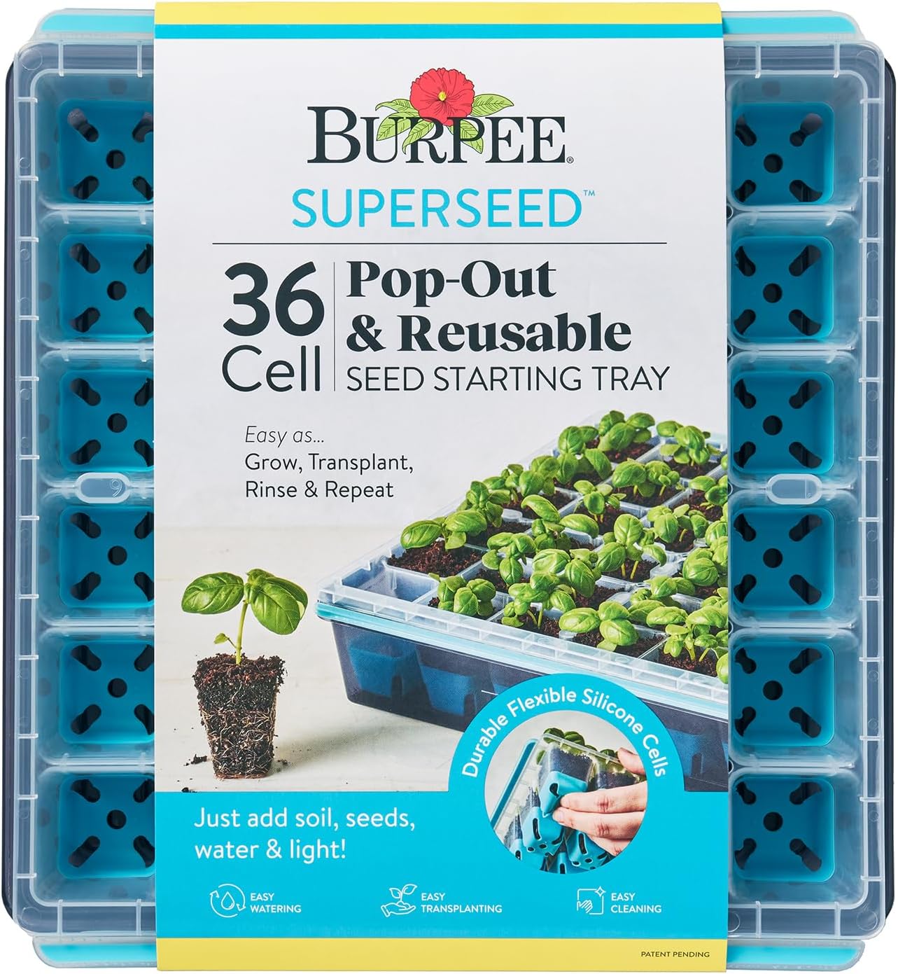 Burpee SuperSeed Seed Starting Tray | 36 Cell Reusable Seed Starter Tray | for Starting Vegetable, Flower & Herb Seeds | Indoor Grow Kit for Plant Seedlings | for Germination Success