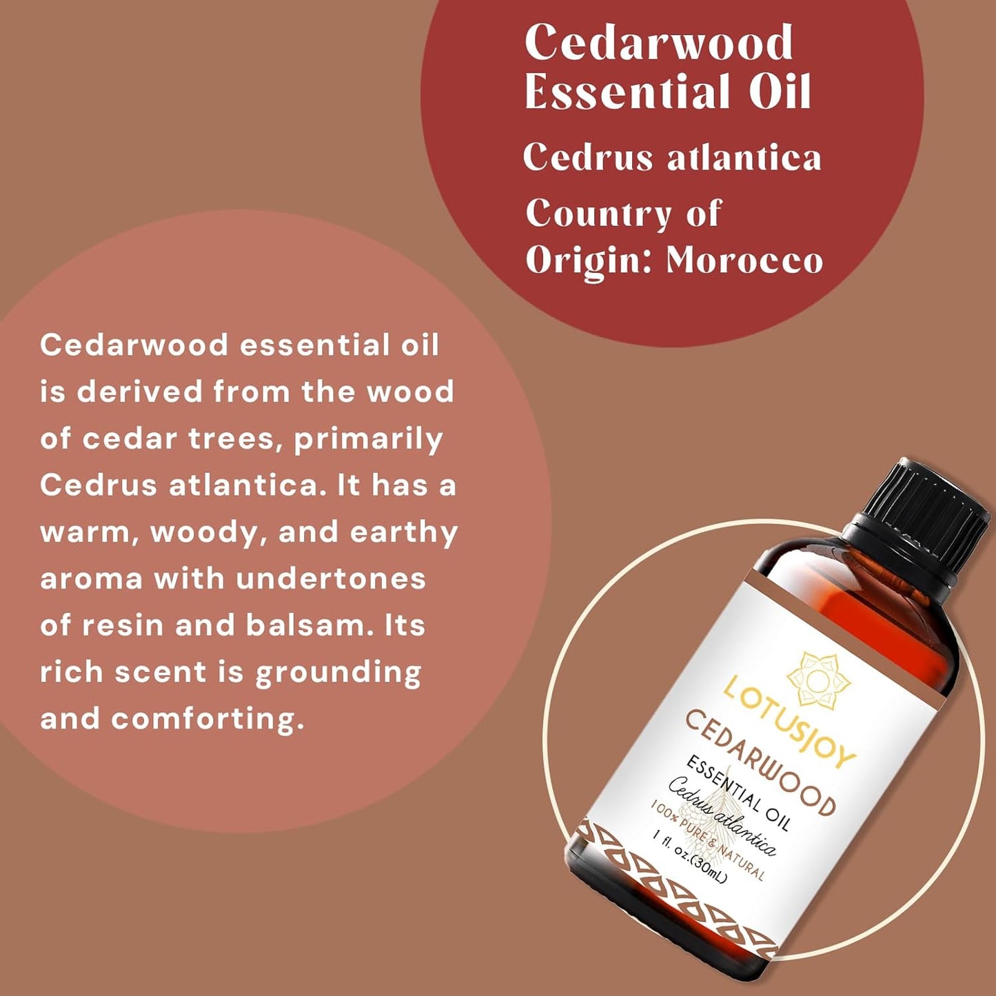 Cedarwood Essential Oil for Diffuser Room Spray Household - 1 Oz