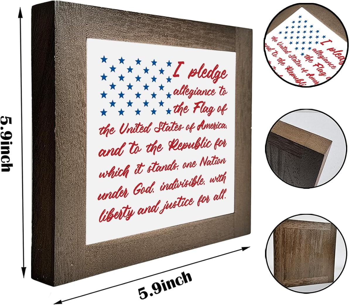 Patriotic Wood Plaque Sign, I Pledge Allegiance to the Flag of United States of America, Box Wood Plaques Desk Décor, American Flag Wooden Sign, 4th of July Decoration, Independence Day Decor B