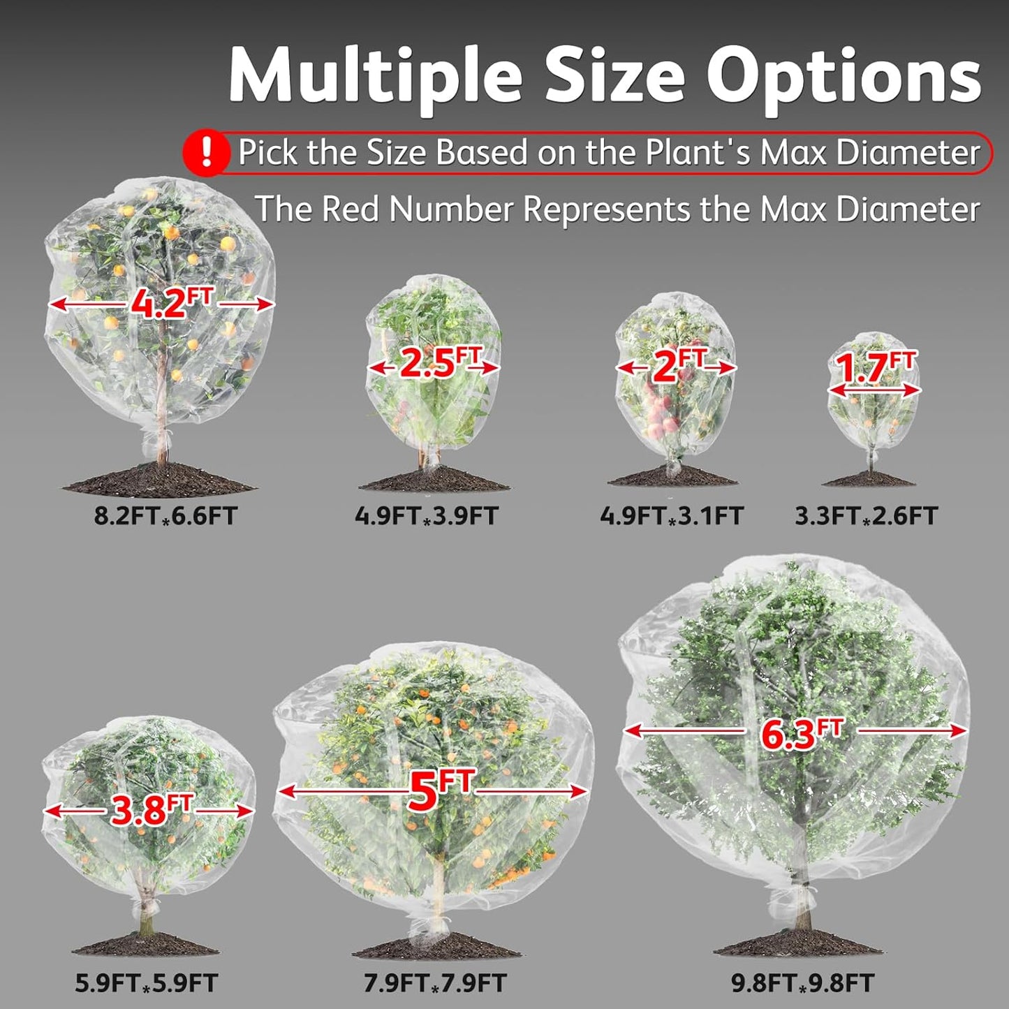 JOJOLEE Fruit Tree Netting for Garden Protection, 2Pcs 7.8 x 7.8FT Insect Bird Nettings with Zipper and Drawstring, Plant Cover Mesh Net Bags for Blueberry Bushes, Tomatoes, Flowers