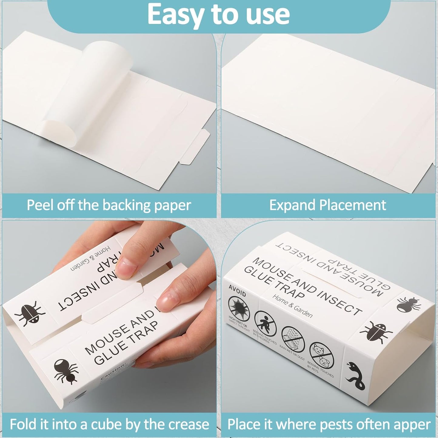 Qualirey Mouse and Insect Glue Boards Pest Glue Traps Bulk Large Mouse Rat Trap Sticky Adhesive for Mice Spider Moth Cockroaches Cricket House Indoor Outdoor Non Toxic(200 Pcs,9.72 x 5.12 Inch)