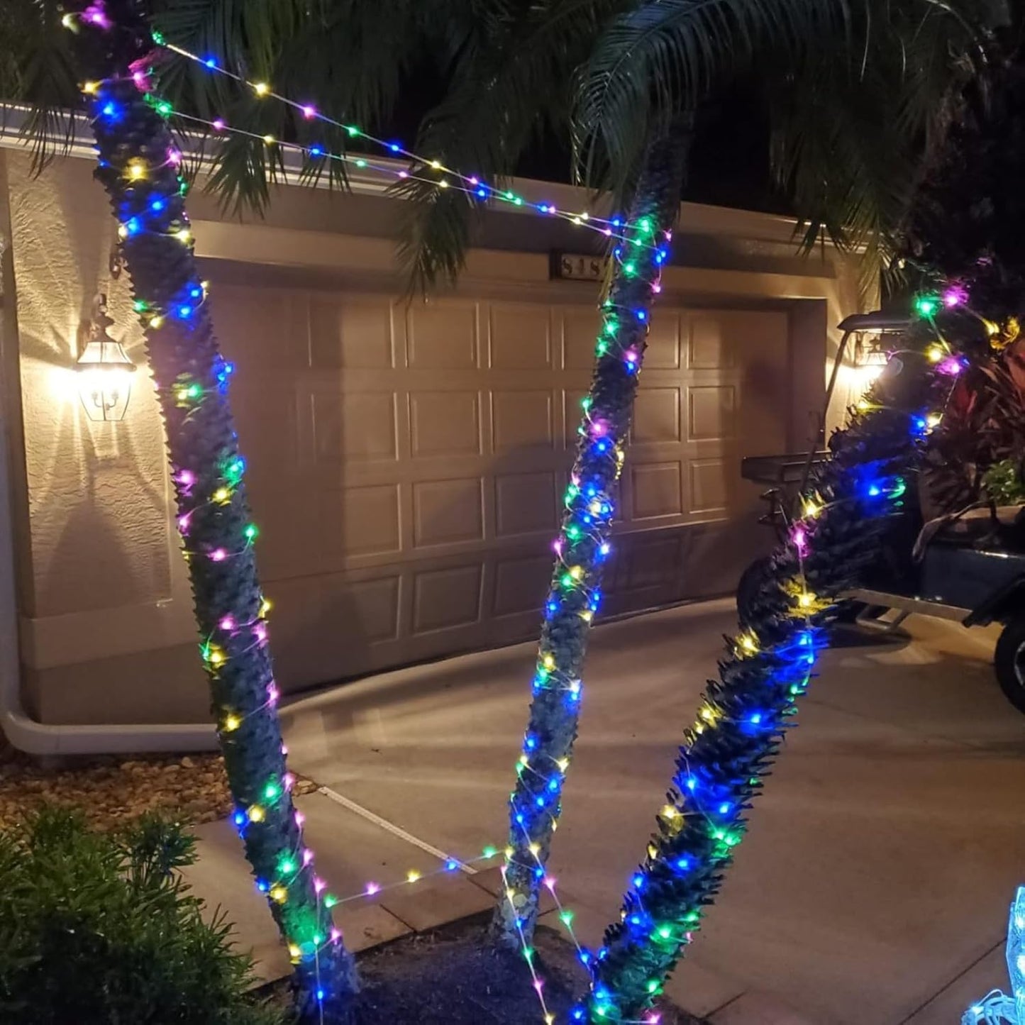 QITONG 4 Pack Multicolor Solar Fairy Lights Outdoor Waterproof, Each 33ft 100 LED Christmas String Lights, 8 Modes Silver Wire Mini Twinkle Lights