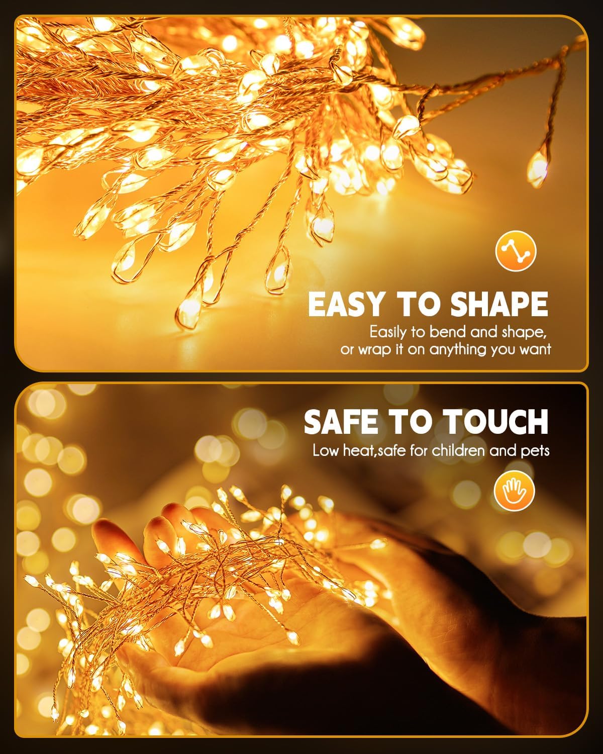 Brightown Solar String Lights for Outside, 2 Packs Total 39.2Ft 480 LED Solar Fairy Lights for Outdoor Waterproof, Firecracker Twinkle Lights with 8 Modes for Patio Party Garden Yard Home, Warm White