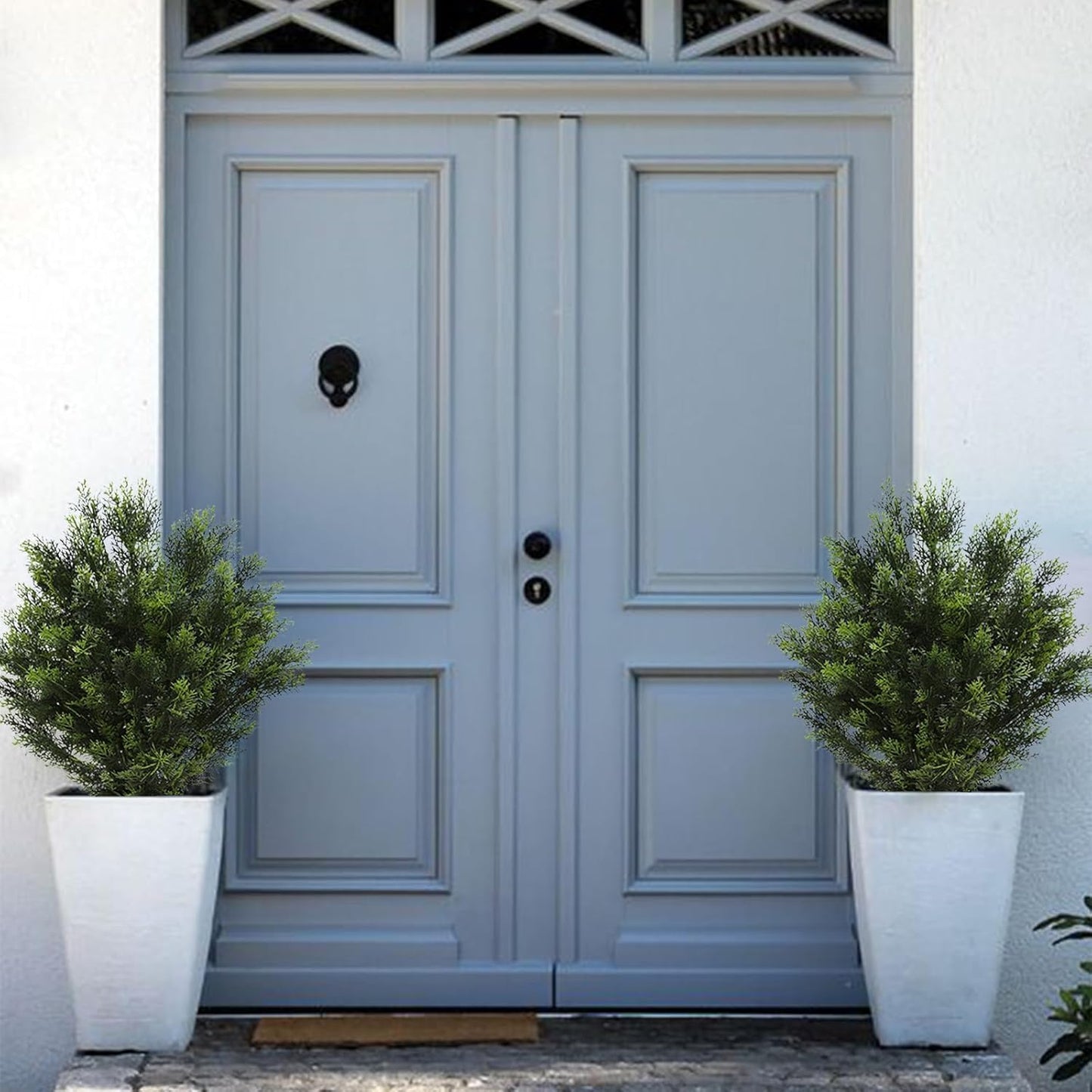 momoplant 31 Inch Tall Artificial Cedar Topiary Tree Set of 2 Faux Cypress Evergreen Potted Plants for Outdoor & Indoor Decor