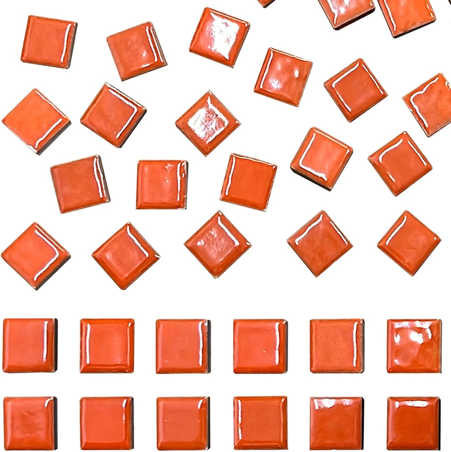 50 Pieces Orange Mosaic Tile for Crafts 1" Ceramic Tile Assorted Colors Square Ceramic Mosaic Project Supplies for Photo Frame Mosaic Stepping Stones Bath Old Pool Furniture Decor