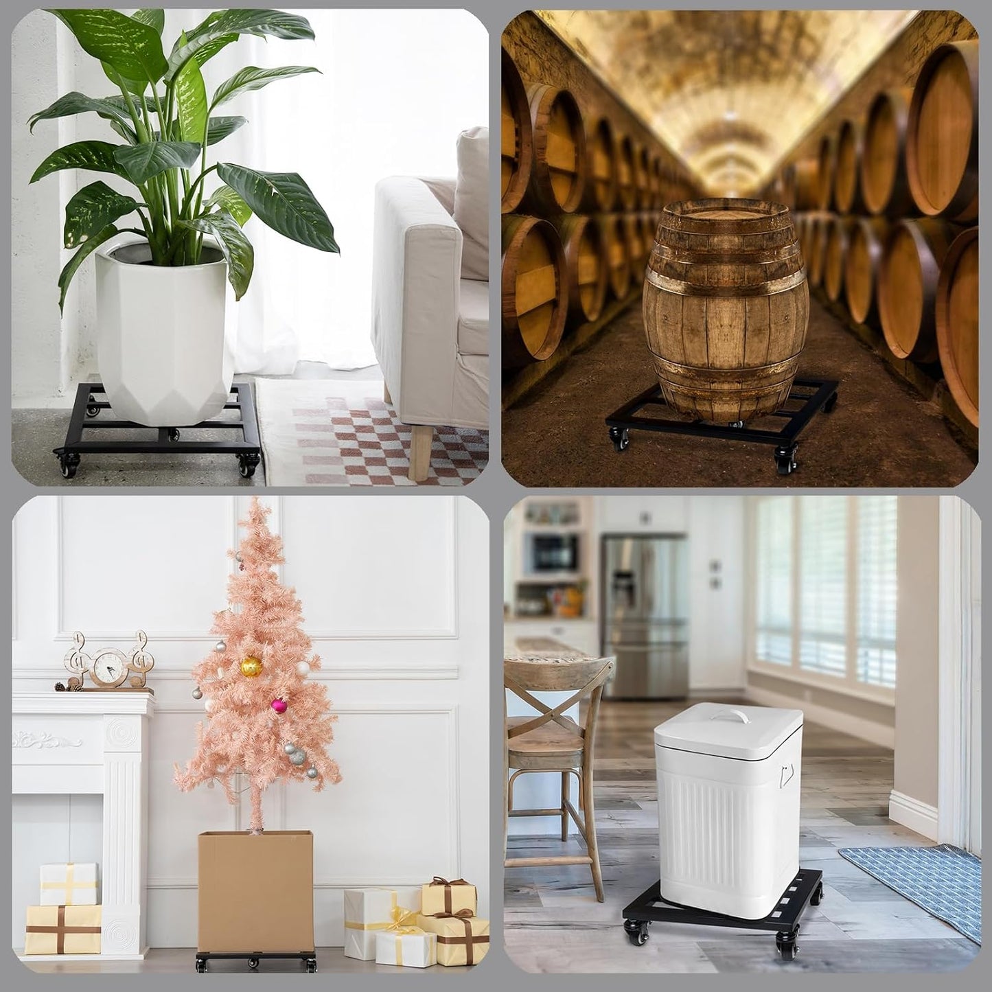 Heavy Duty Plant Cart with Wheels - 16" Square Plant Stand with Locking Casters, 200lbs Capacity - Indoor Outdoor Metal Plant Rack on Rolling Dolly