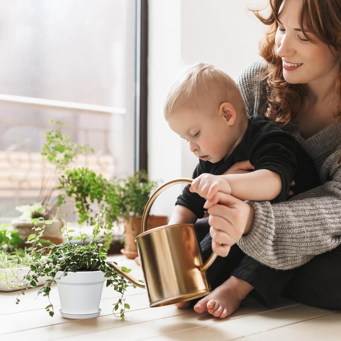 4 inch Small Plastic Nursery Pots, 16 Pack Plant Pots for Indoor Outdoor Plants, Flower Pots with Drainage Holes and Saucers, Decorative Seedling Starter Planters for House Plants, White