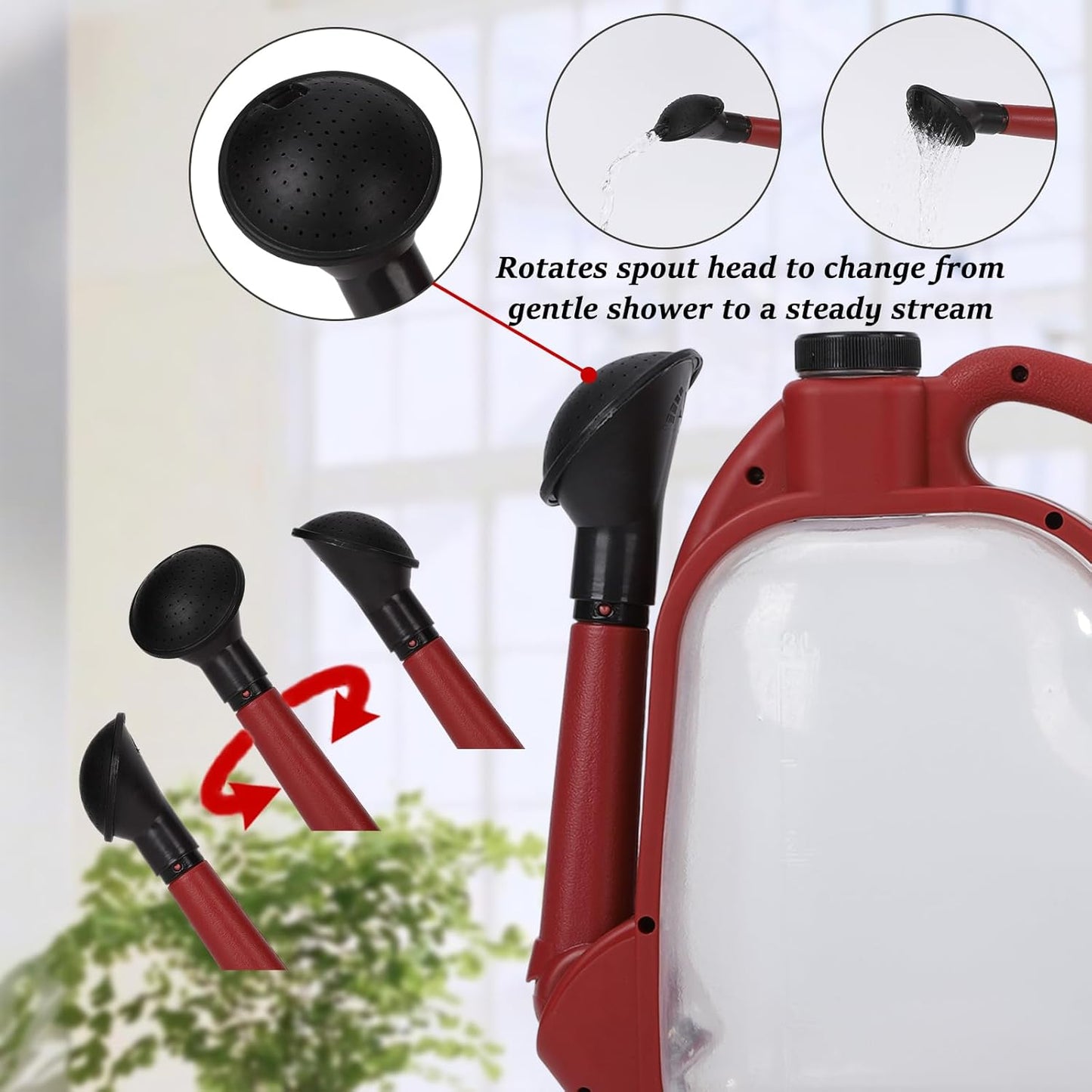 3L Foldable Transparent Plastic Watering Can, 0.8 Gallons, Long Spout, Ergonomic Compact Design, Ideal for Indoor and Outdoor Gardening.(Maroon)