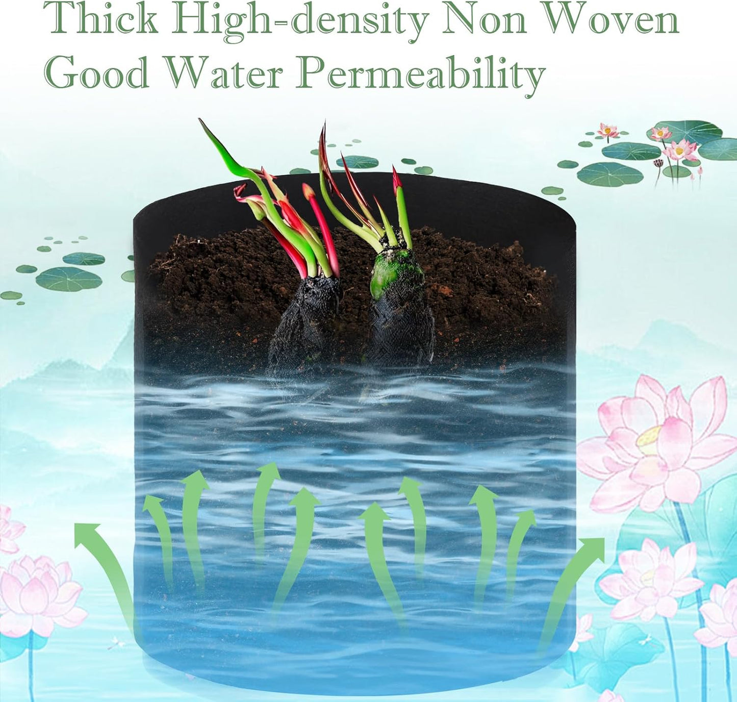 6Pcs Lily Plant Pots for Pond, Aquatic Pond Planter for Pond Durable Breathe Reusable Fabric Plant Bags for Aquatic Plants, Potato, Carrot, Onion, Flower (3 Gallon)