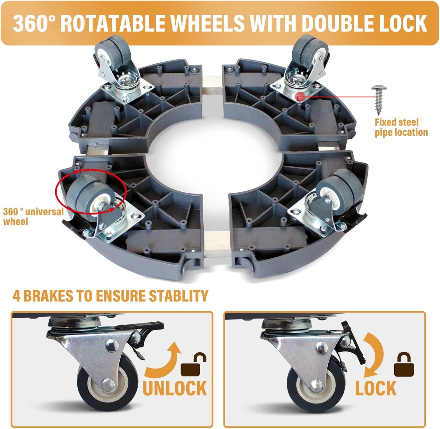 2 Pack Rolling Plant Stand with Wheels,15-21’’Adjustable Heavy Duty Plant Caddy with Wheels for Indoor Outdoor Planter Dolly Lockable